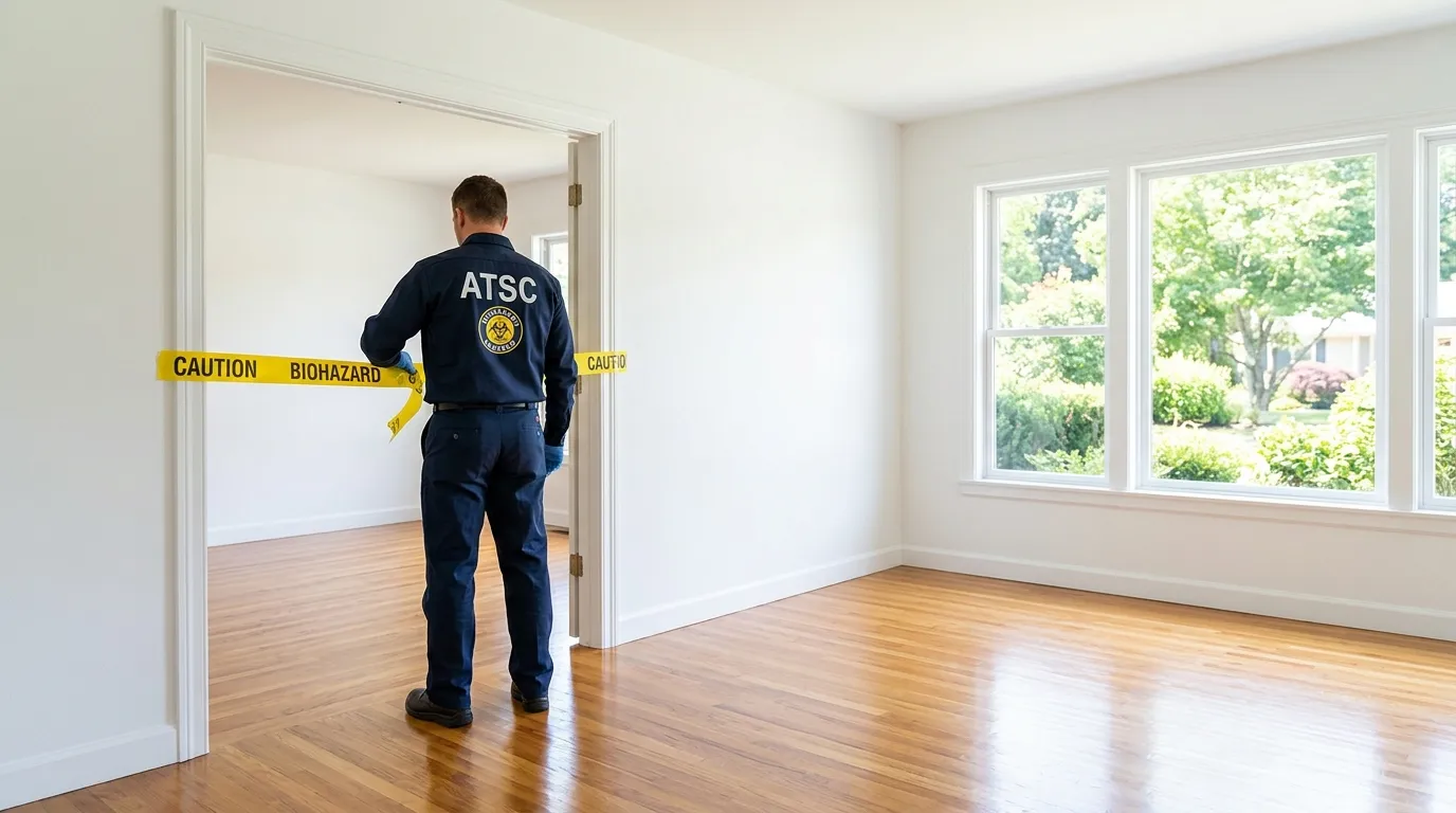 Certified biohazard cleanup crew performing Crime Scene Cleanup in Sanger